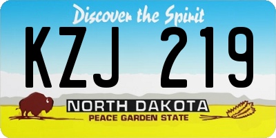 ND license plate KZJ219