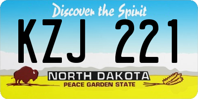 ND license plate KZJ221