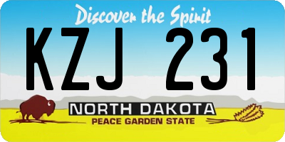 ND license plate KZJ231