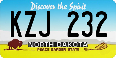 ND license plate KZJ232