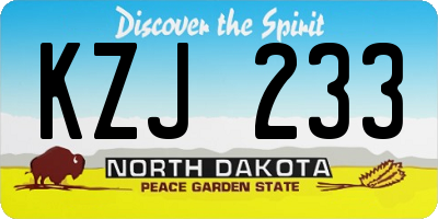 ND license plate KZJ233