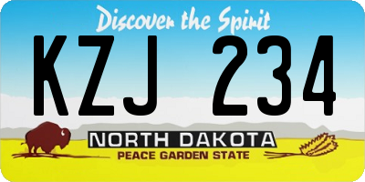 ND license plate KZJ234