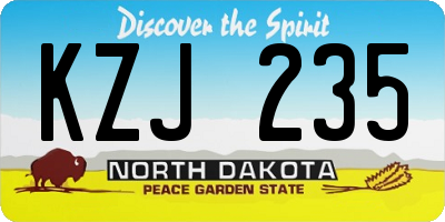 ND license plate KZJ235