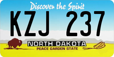 ND license plate KZJ237