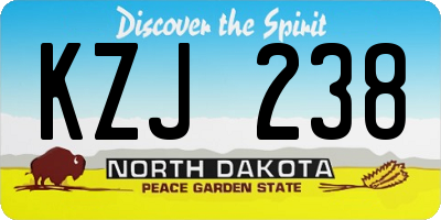 ND license plate KZJ238