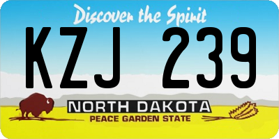 ND license plate KZJ239