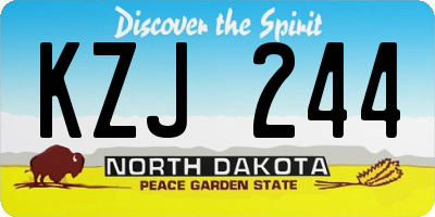 ND license plate KZJ244