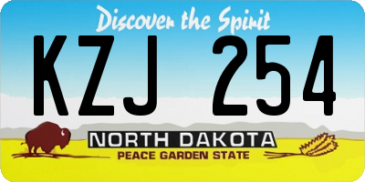 ND license plate KZJ254