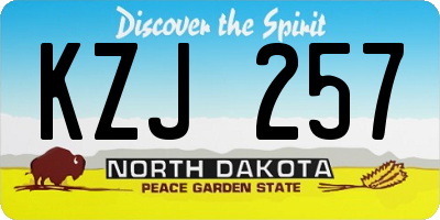 ND license plate KZJ257