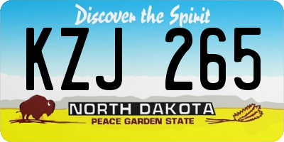 ND license plate KZJ265