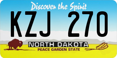 ND license plate KZJ270