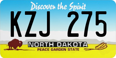 ND license plate KZJ275