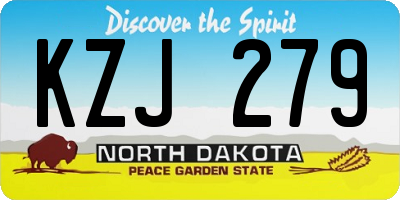 ND license plate KZJ279