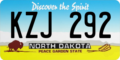 ND license plate KZJ292