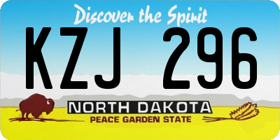 ND license plate KZJ296