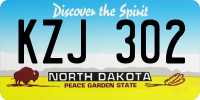 ND license plate KZJ302