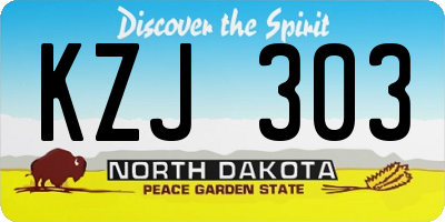 ND license plate KZJ303