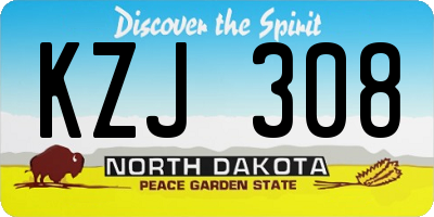 ND license plate KZJ308