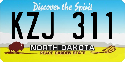 ND license plate KZJ311