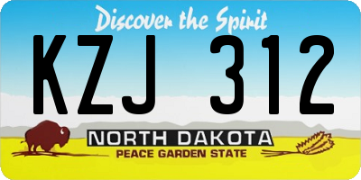 ND license plate KZJ312
