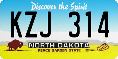 ND license plate KZJ314