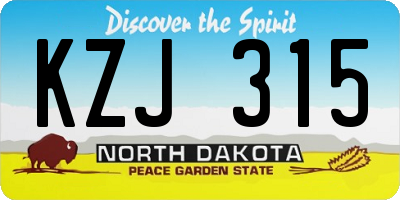 ND license plate KZJ315
