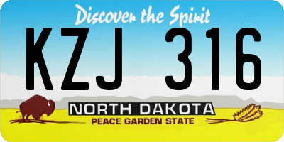 ND license plate KZJ316