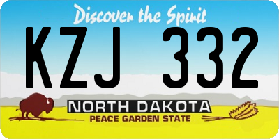 ND license plate KZJ332