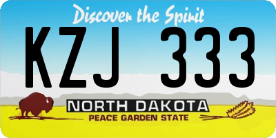 ND license plate KZJ333