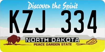 ND license plate KZJ334
