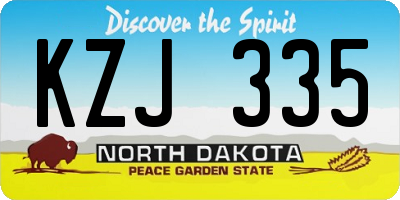 ND license plate KZJ335