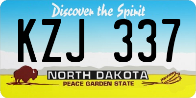 ND license plate KZJ337