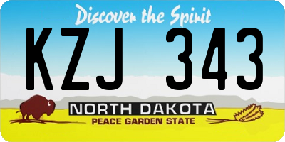 ND license plate KZJ343
