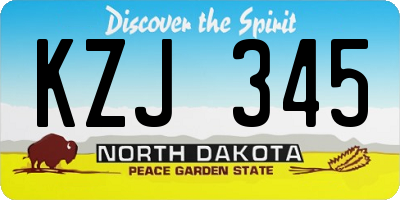 ND license plate KZJ345