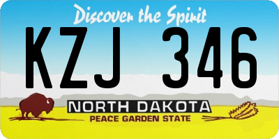 ND license plate KZJ346