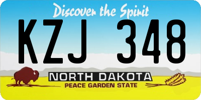 ND license plate KZJ348
