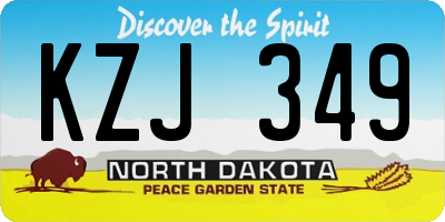 ND license plate KZJ349
