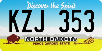 ND license plate KZJ353
