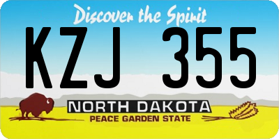ND license plate KZJ355