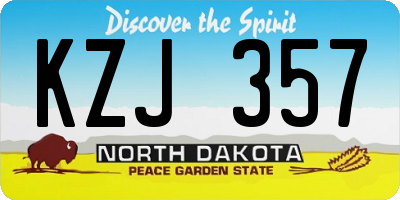 ND license plate KZJ357