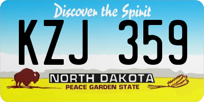 ND license plate KZJ359
