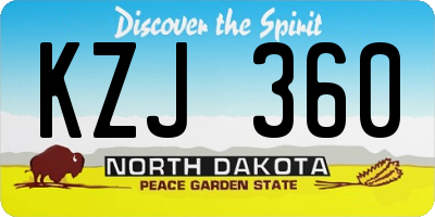 ND license plate KZJ360