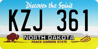 ND license plate KZJ361