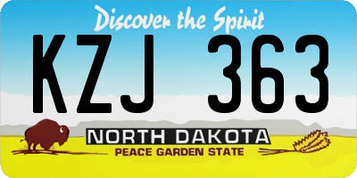 ND license plate KZJ363