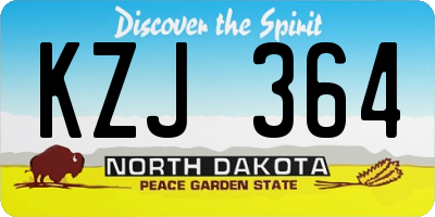 ND license plate KZJ364