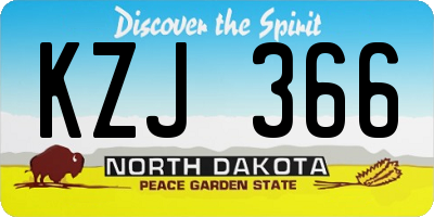 ND license plate KZJ366