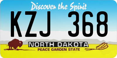 ND license plate KZJ368