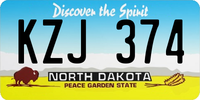 ND license plate KZJ374