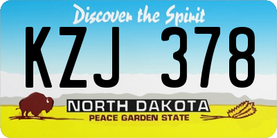 ND license plate KZJ378