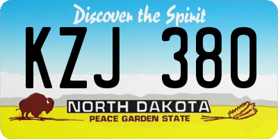 ND license plate KZJ380
